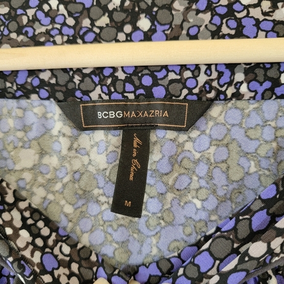 BCBG Maxazria Beach Chambray Blue Purple Polkadot Jersey Casual Dress M Resort - Picture 8 of 11